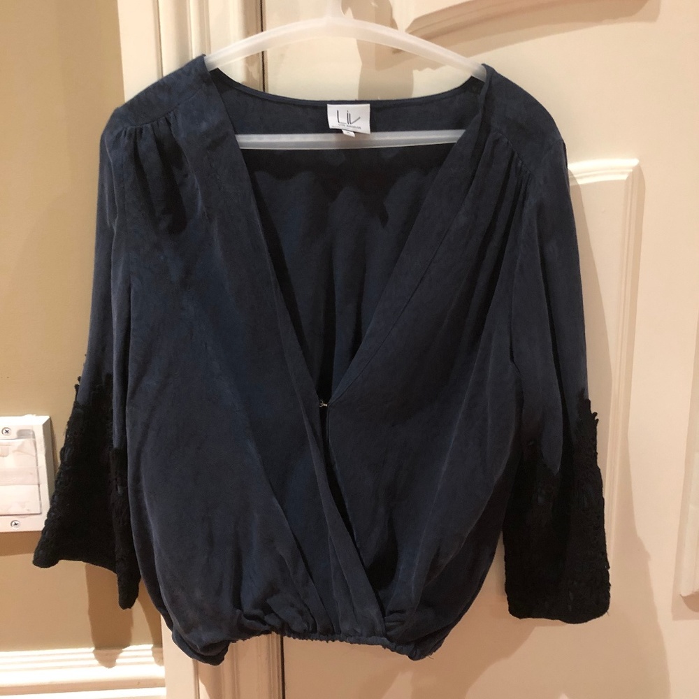 Blue and Black Blouse